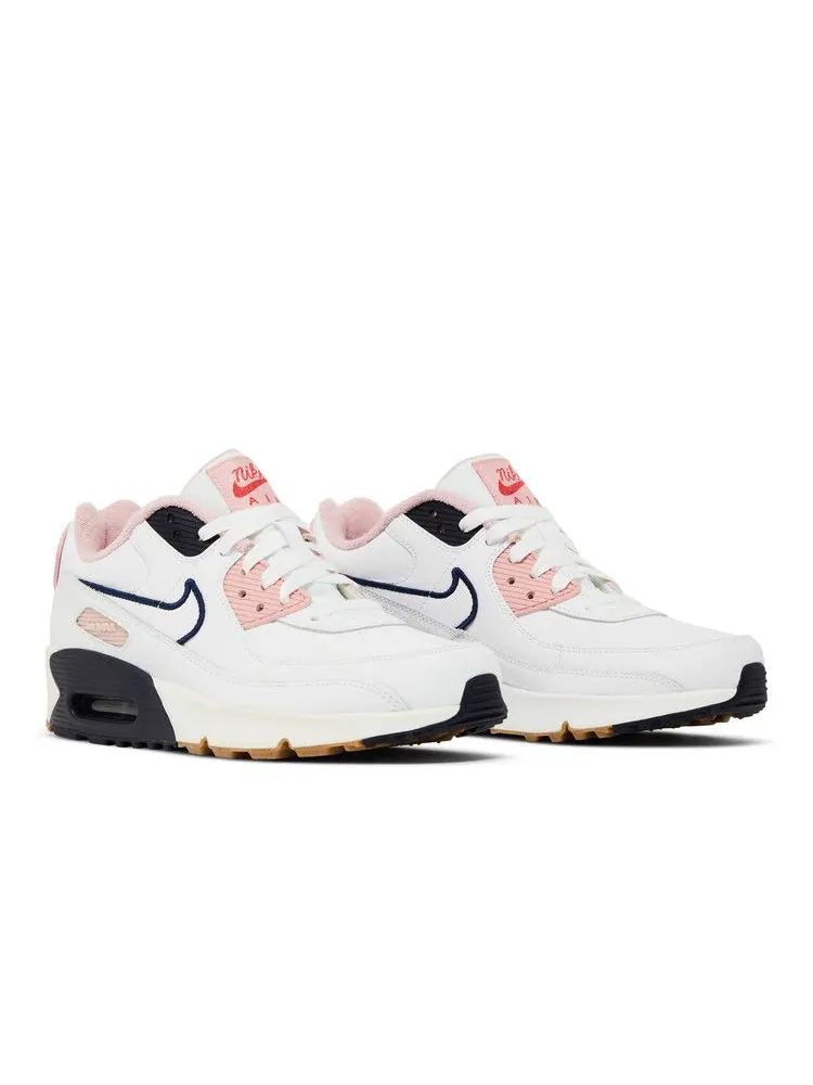 Кроссовки Nike Air Max 90 Leather SE GS 'White Pink Glaze' — изображение 9 из 9, белый/белый/розовый
