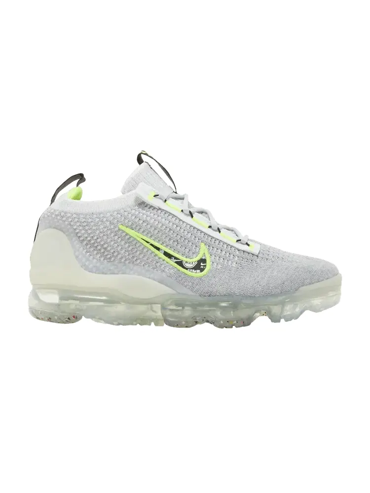 Кроссовки Nike Air VaporMax 2021 Flyknit GS 'Wolf Grey Volt' — изображение 1 из 9, серый/белый//черный