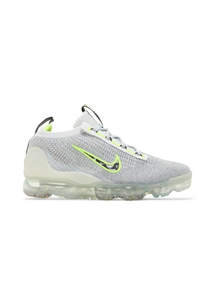 Кроссовки Nike Air VaporMax 2021 Flyknit GS 'Wolf Grey Volt' — изображение 2 из 9, серый/белый//черный