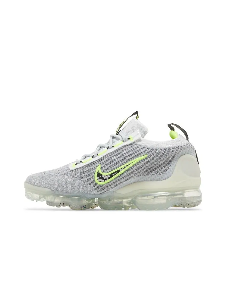 Кроссовки Nike Air VaporMax 2021 Flyknit GS 'Wolf Grey Volt' — изображение 4 из 9, серый/белый//черный