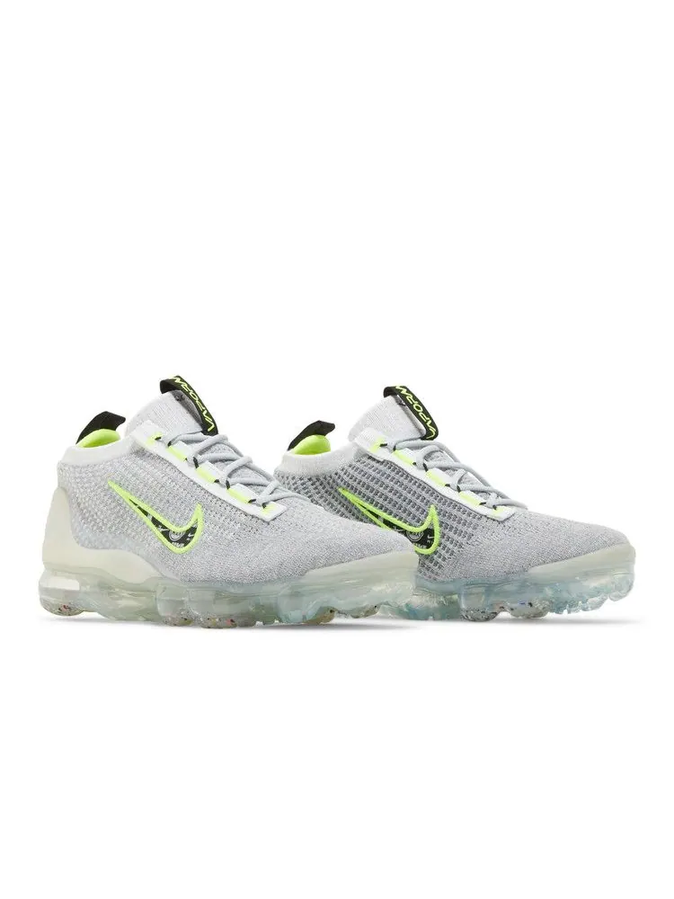 Кроссовки Nike Air VaporMax 2021 Flyknit GS 'Wolf Grey Volt' — изображение 9 из 9, серый/белый//черный