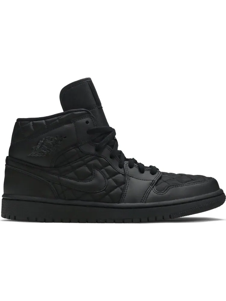 Кроссовки Wmns Air Jordan 1 Mid SE Black Quilted — изображение 1 из 8, черный