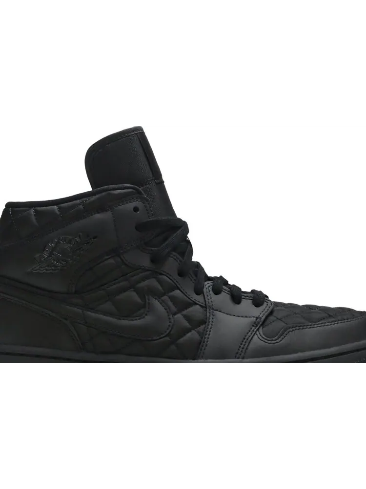 Кроссовки Wmns Air Jordan 1 Mid SE Black Quilted — изображение 2 из 8, черный
