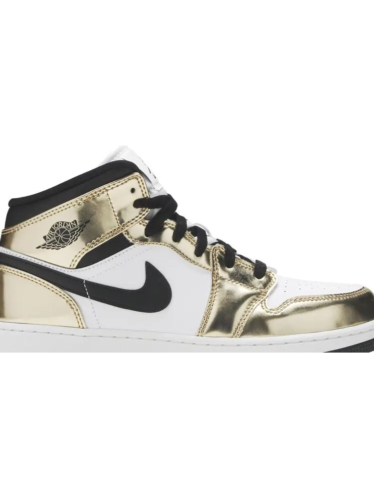 Кроссовки Air Jordan 1 Mid SE GS Metallic Gold — изображение 2 из 8, золото