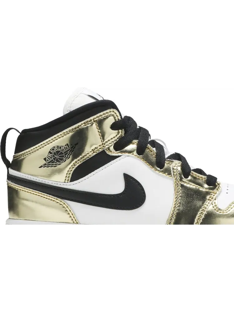 Кроссовки Air Jordan 1 Mid SE PS Metallic Gold — изображение 2 из 8, золото