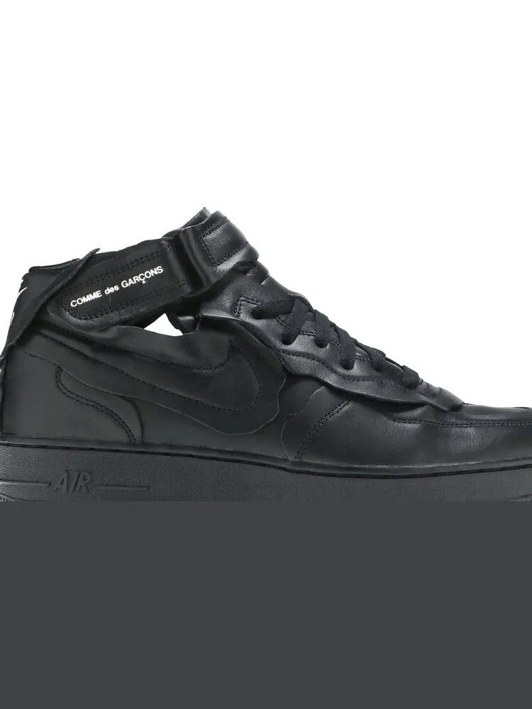 Кроссовки Nike Comme des Garçons x Air Force 1 Mid 'Triple Black' — изображение 2 из 8, черный