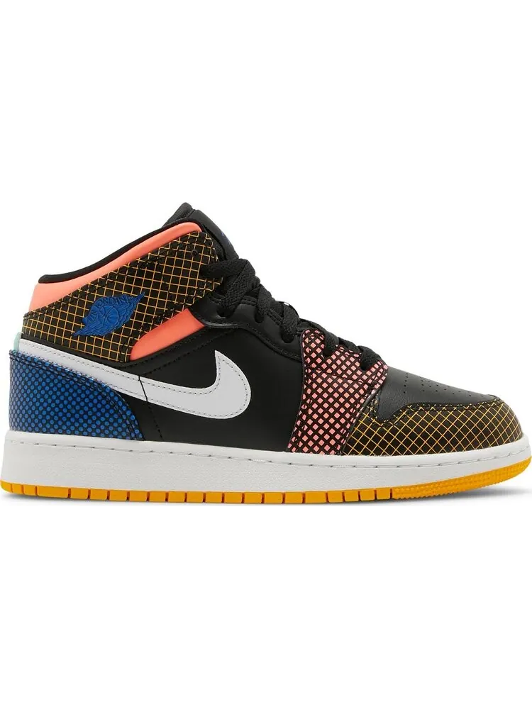 Кроссовки Air Jordan 1 Mid MMD GS Multi Grid — изображение 1 из 8, черный