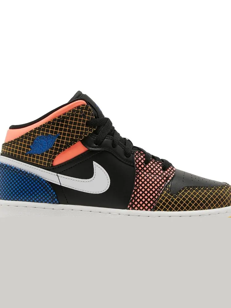 Кроссовки Air Jordan 1 Mid MMD GS Multi Grid — изображение 2 из 8, черный