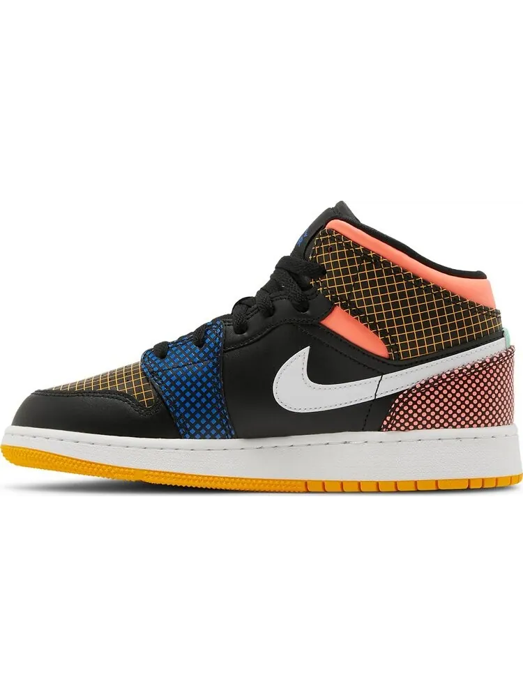 Кроссовки Air Jordan 1 Mid MMD GS Multi Grid — изображение 3 из 8, черный