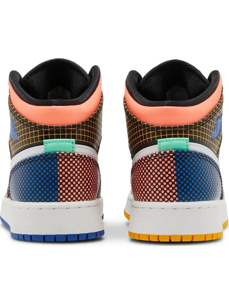 Кроссовки Air Jordan 1 Mid MMD GS Multi Grid — изображение 6 из 8, черный