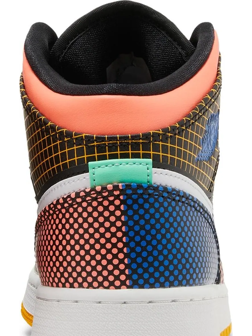 Кроссовки Air Jordan 1 Mid MMD GS Multi Grid — изображение 7 из 8, черный