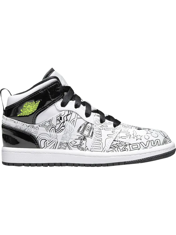 Кроссовки Air Jordan 1 Mid SE PS DIY — изображение 1 из 1, белый