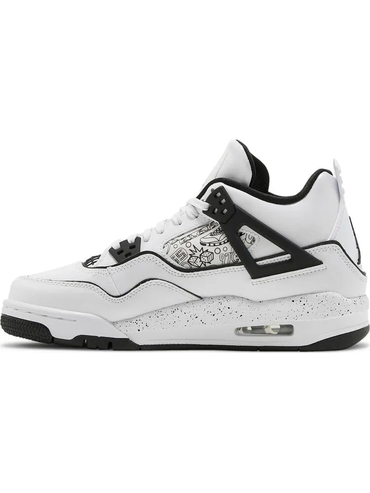 Кроссовки Air Jordan 4 Retro GS DIY — изображение 3 из 8, белый
