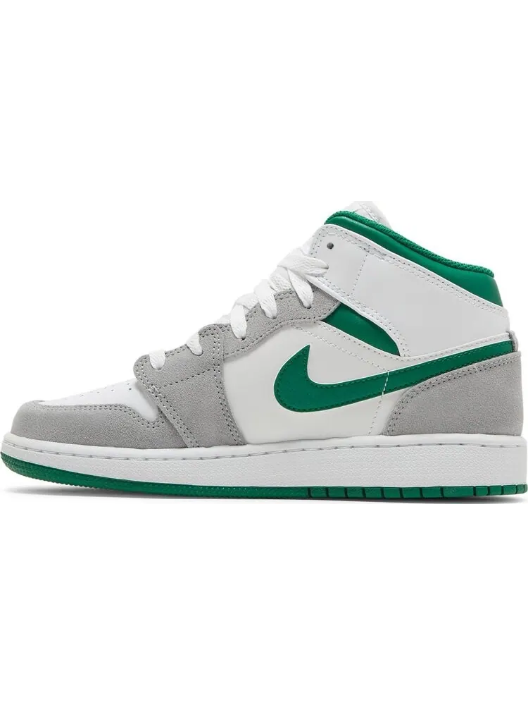 Кроссовки Air Jordan 1 Mid SE GS Grey Pine Green — изображение 3 из 8, белый