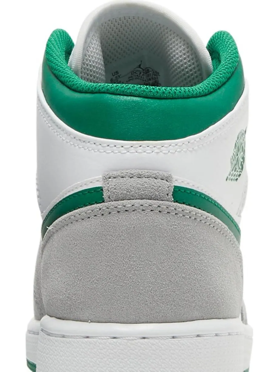 Кроссовки Air Jordan 1 Mid SE GS Grey Pine Green — изображение 7 из 8, белый
