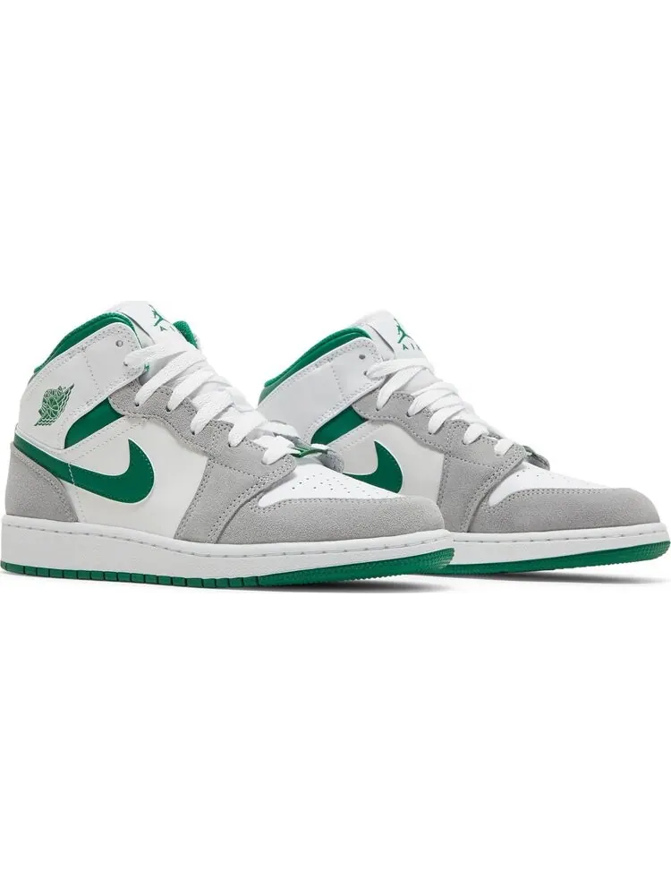 Кроссовки Air Jordan 1 Mid SE GS Grey Pine Green — изображение 8 из 8, белый
