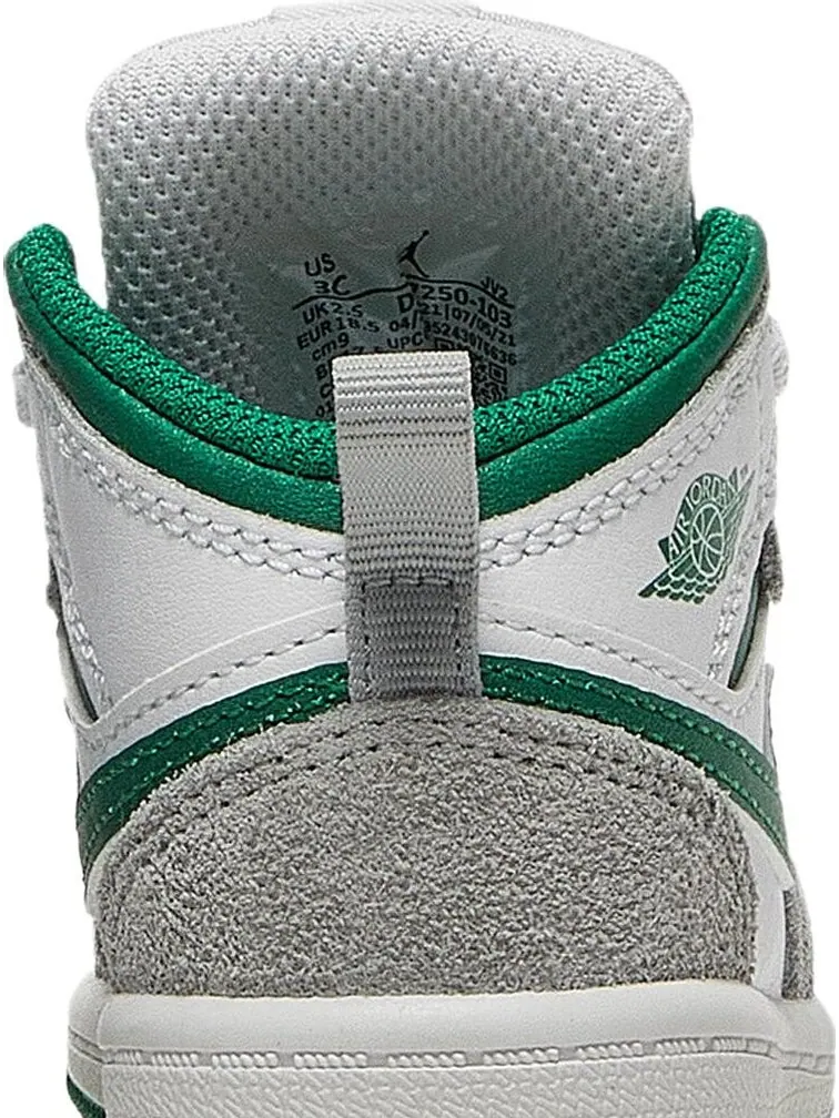 Кроссовки Air Jordan 1 Mid SE TD Grey Pine Green — изображение 7 из 8, белый