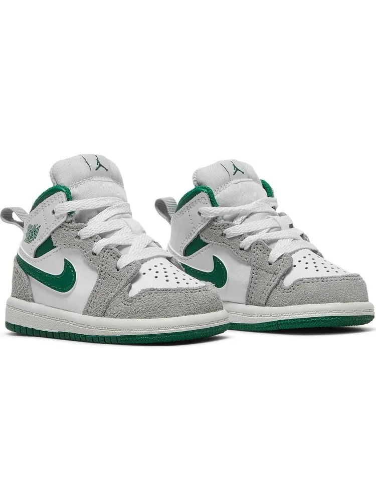 Кроссовки Air Jordan 1 Mid SE TD Grey Pine Green — изображение 8 из 8, белый