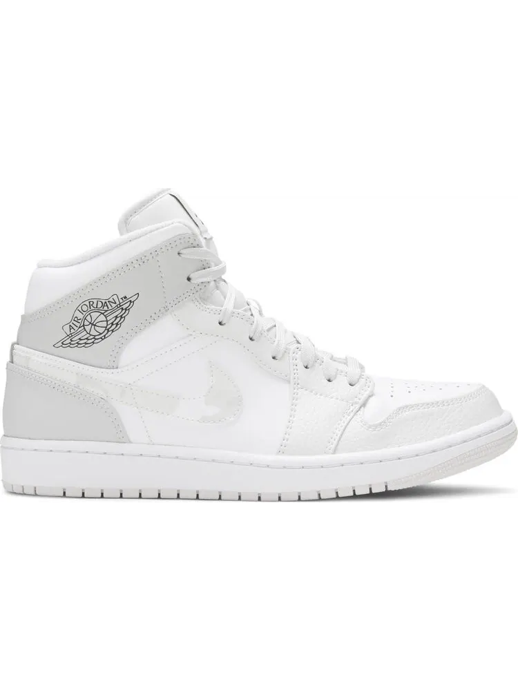 Кроссовки Air Jordan 1 Mid Swoosh Logo - Grey Camo — изображение 1 из 8, белый