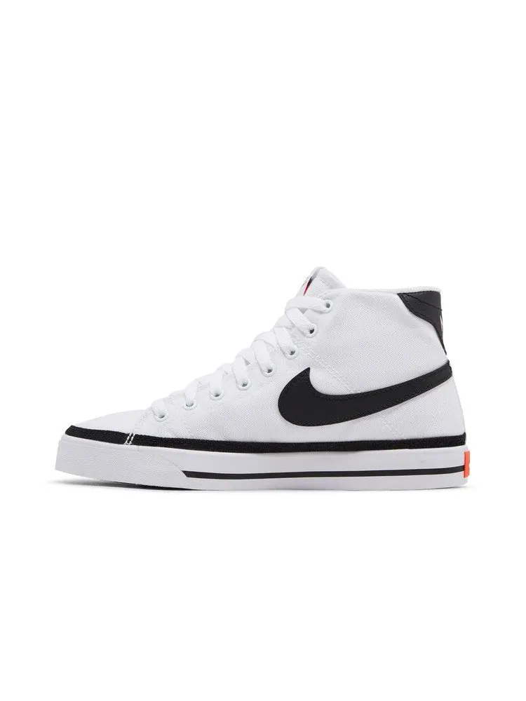 Кроссовки Nike Wmns Court Legacy Canvas Mid 'White Black' — изображение 4 из 9, белый/оранжевый/черный