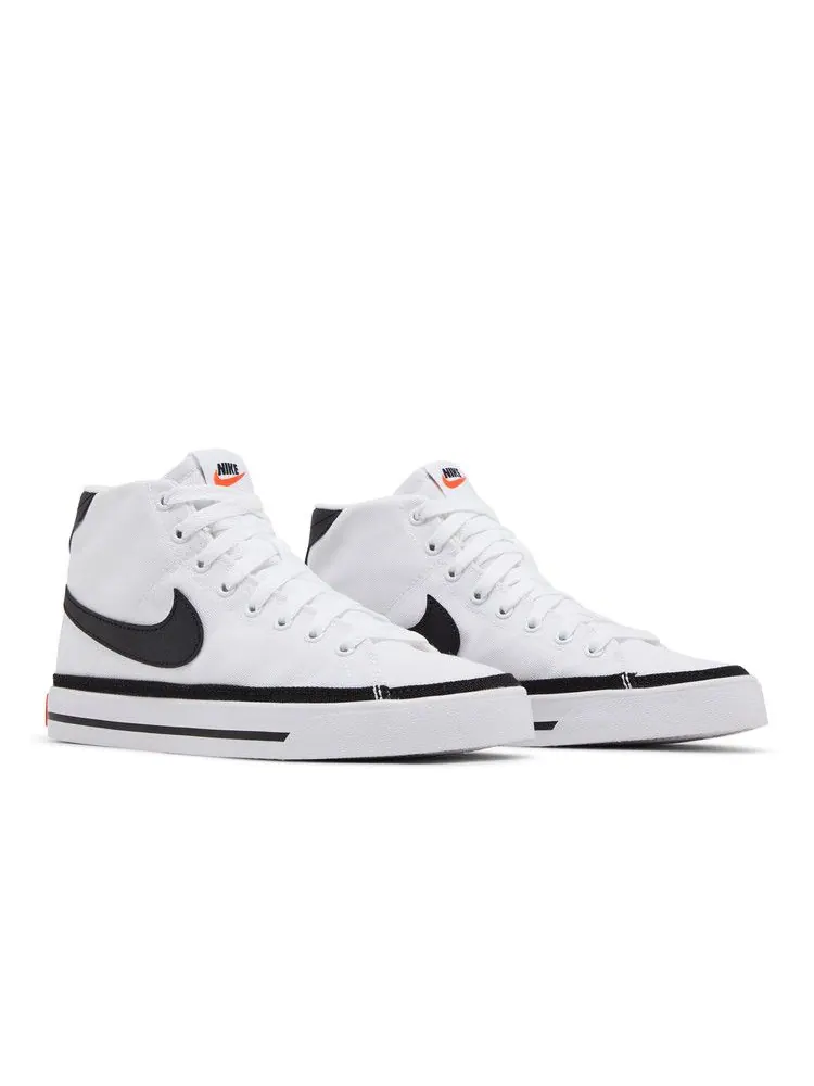 Кроссовки Nike Wmns Court Legacy Canvas Mid 'White Black' — изображение 9 из 9, белый/оранжевый/черный
