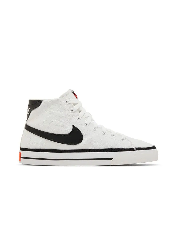 Кроссовки Nike Court Legacy Canvas Mid 'White Black' — изображение 2 из 9, белый/оранжевый/черный