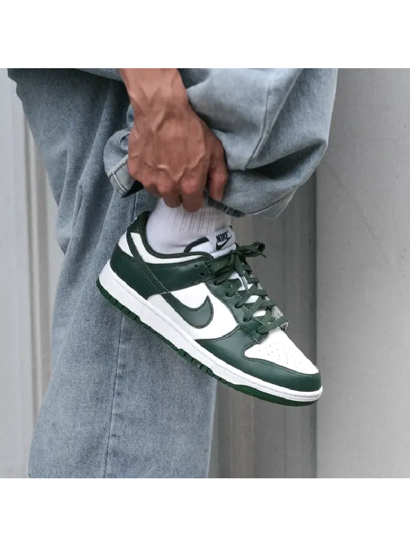 Кроссовки Nike Dunk Low "Michigan State", кожаные — изображение 2 из 12, зеленый
