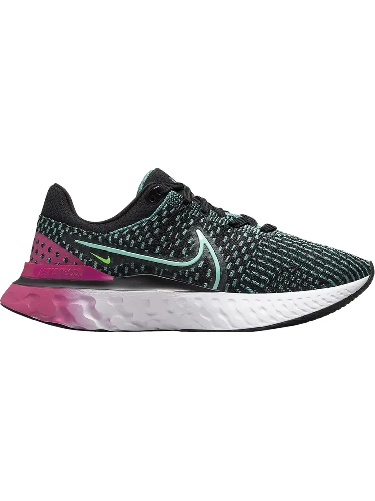 Кроссовки Nike Wmns React Infinity Run Flyknit 3 'Black Pink Prime Dynamic Turquoise' — изображение 1 из 1, черный