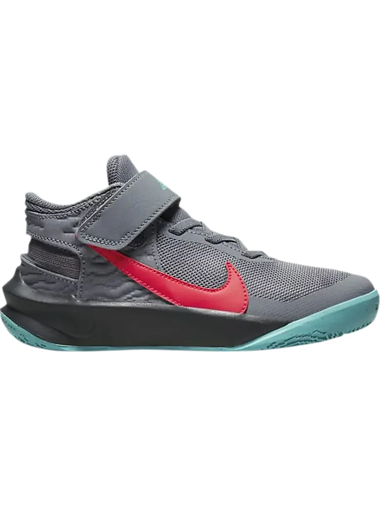 Кроссовки Nike Team Hustle D10 FlyEase PS 'Grey Teal Siren Red' — изображение 1 из 1, серый