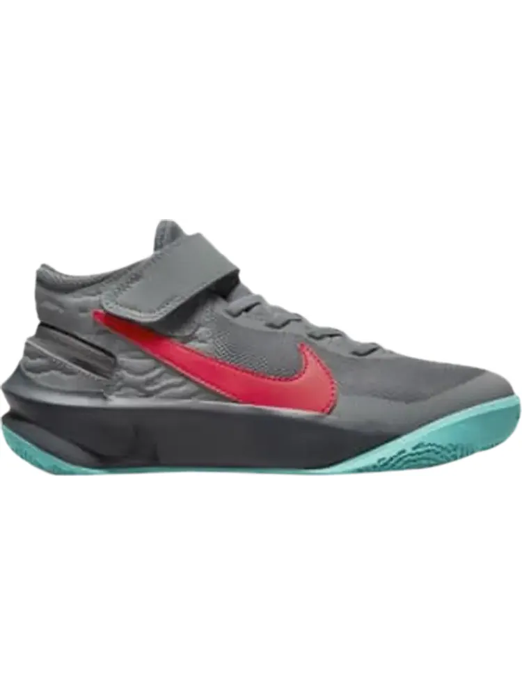 Кроссовки Nike Team Hustle D10 FlyEase GS 'Smoke Grey Washed Teal Siren Red' — изображение 1 из 1, серый