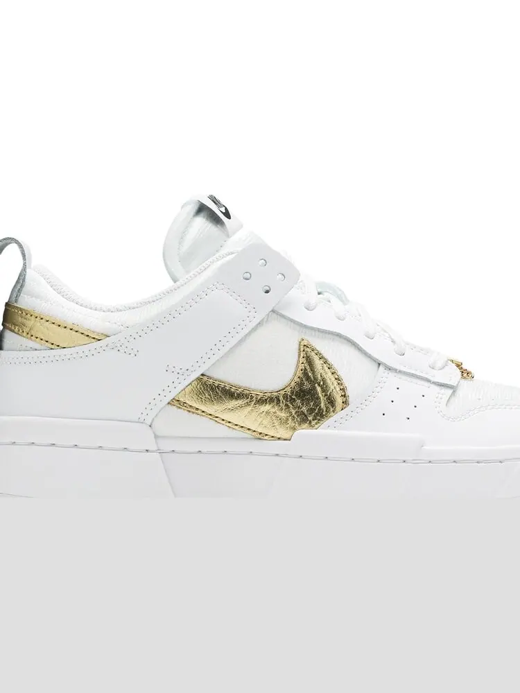 Кроссовки Nike Wmns Dunk Low Disrupt 'White Metallic Gold' — изображение 2 из 8, белый