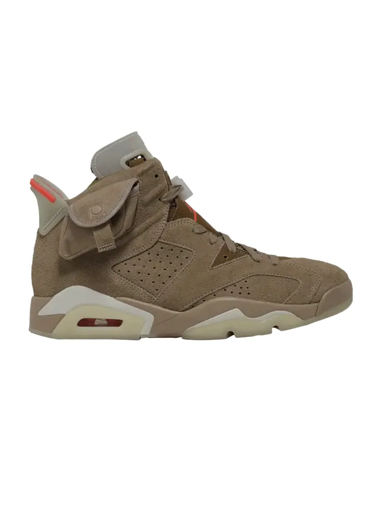 Кроссовки Air Jordan Travis Scott x Air Jordan 6 Retro 'British Khaki' Sample — изображение 1 из 9, хаки//яркий