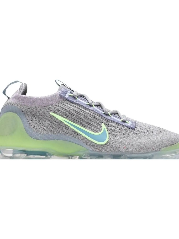 Кроссовки Nike Air VaporMax 2021 Flyknit 'Grey Light Liquid Lime' — изображение 2 из 8, серый