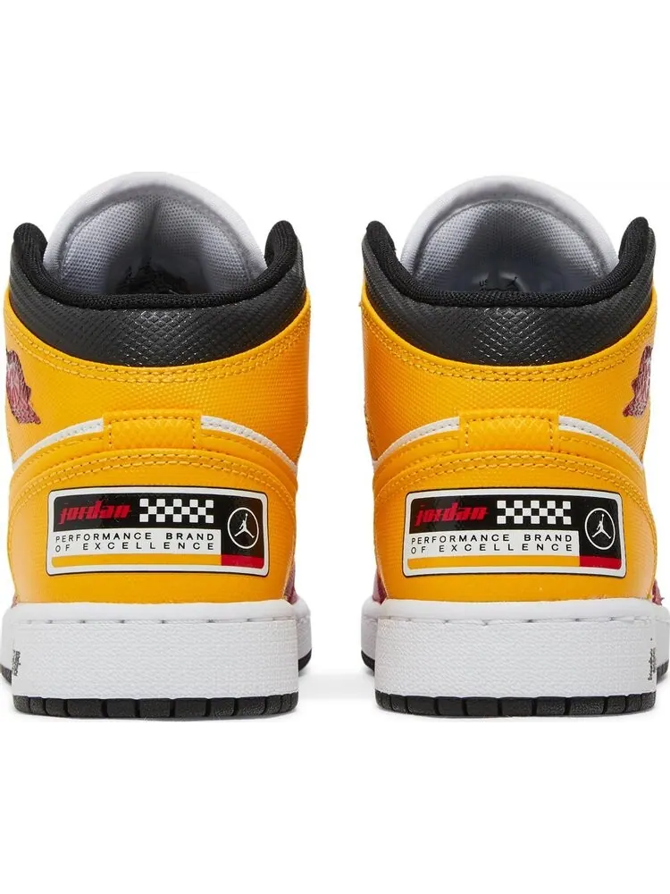 Кроссовки Air Jordan 1 Mid SE GS Motorsport — изображение 6 из 8, белый