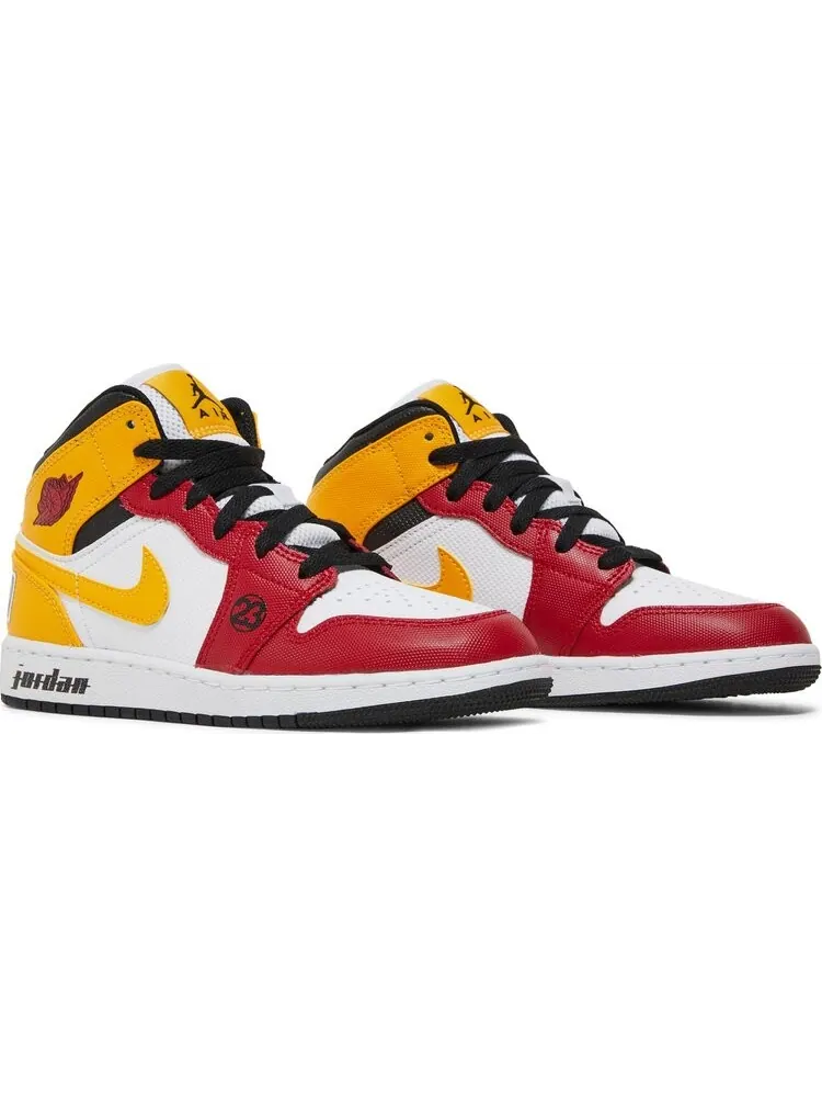 Кроссовки Air Jordan 1 Mid SE GS Motorsport — изображение 8 из 8, белый