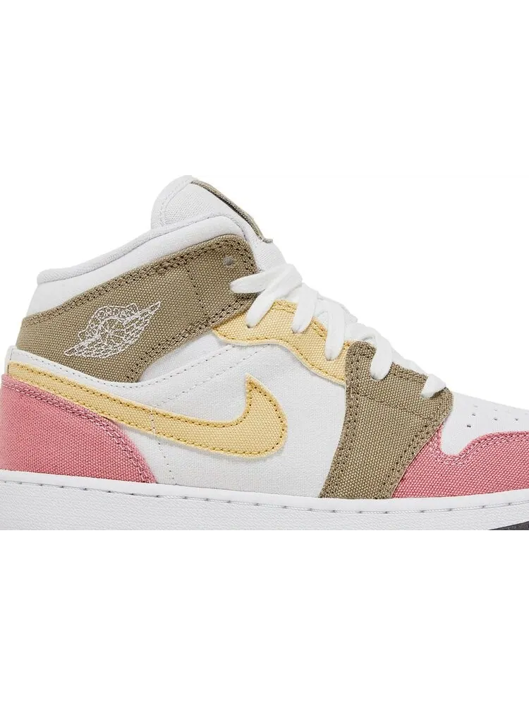Кроссовки Air Jordan 1 Mid SE GS Pastel Grind — изображение 2 из 8, белый