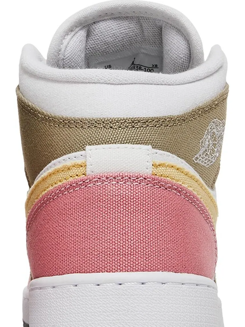 Кроссовки Air Jordan 1 Mid SE GS Pastel Grind — изображение 7 из 8, белый
