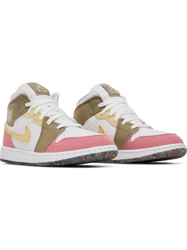 Кроссовки Air Jordan 1 Mid SE GS Pastel Grind — изображение 8 из 8, белый
