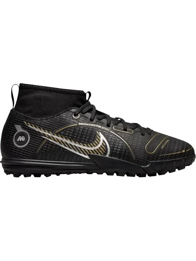 Кроссовки Nike Mercurial Superfly 8 Academy TF GS 'Black Metallic Gold' — изображение 1 из 1, черный