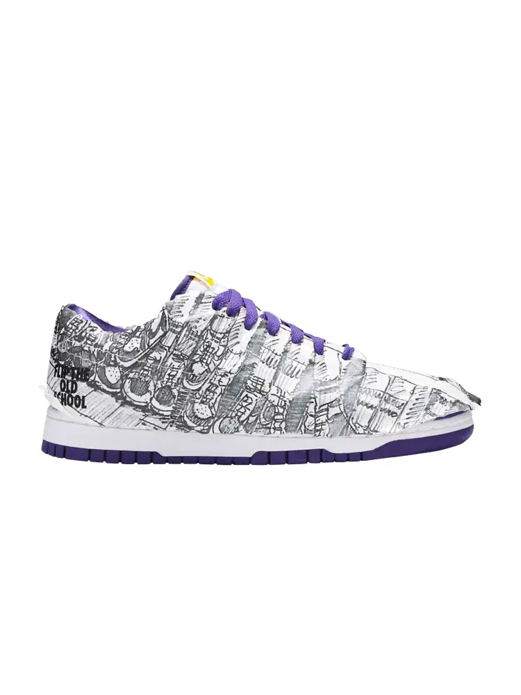 Кроссовки Nike Wmns Dunk Low 'Flip The Old School' — изображение 1 из 9, белый/фиолетовый//черный