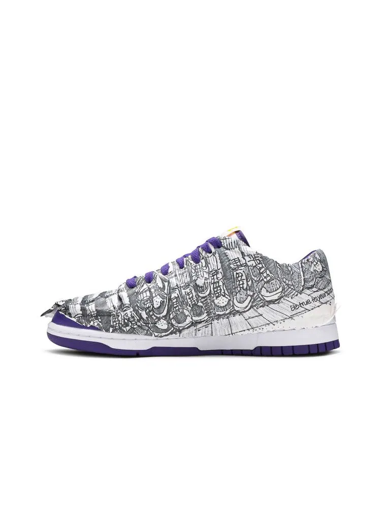 Кроссовки Nike Wmns Dunk Low 'Flip The Old School' — изображение 4 из 9, белый/фиолетовый//черный