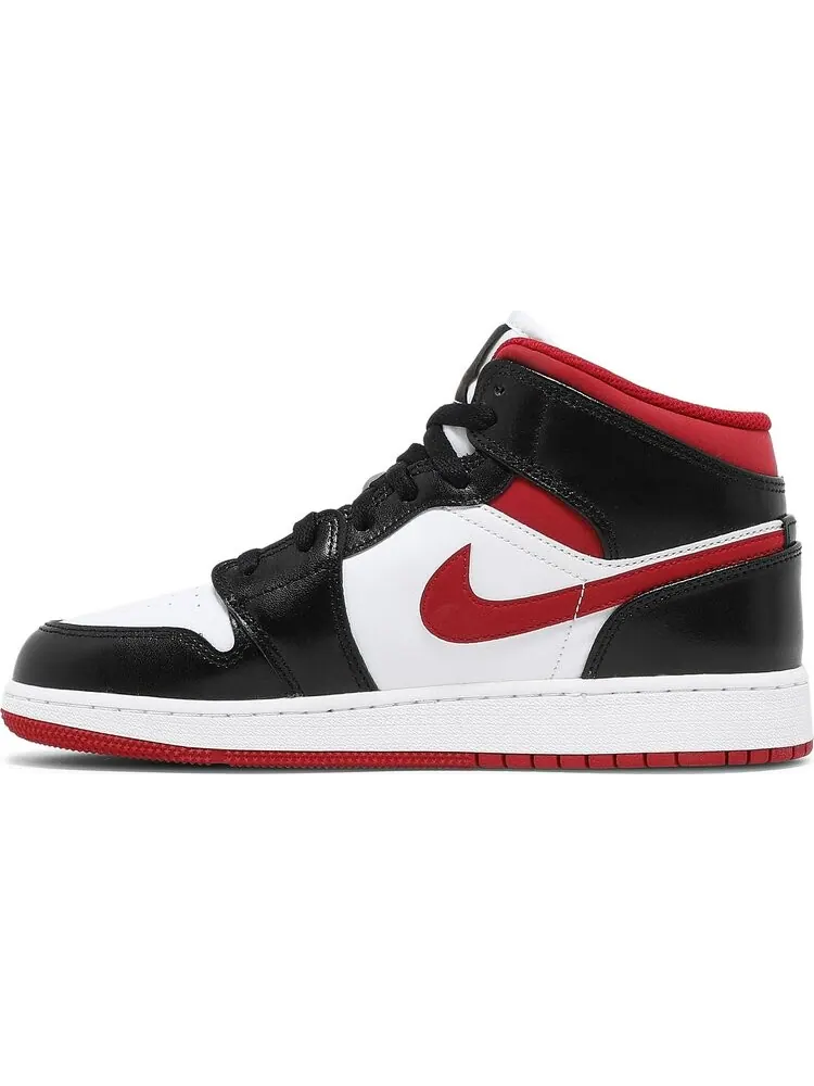Кроссовки Air Jordan 1 Mid GS Black Gym Red — изображение 3 из 8, белый