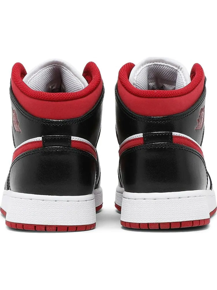 Кроссовки Air Jordan 1 Mid GS Black Gym Red — изображение 6 из 8, белый