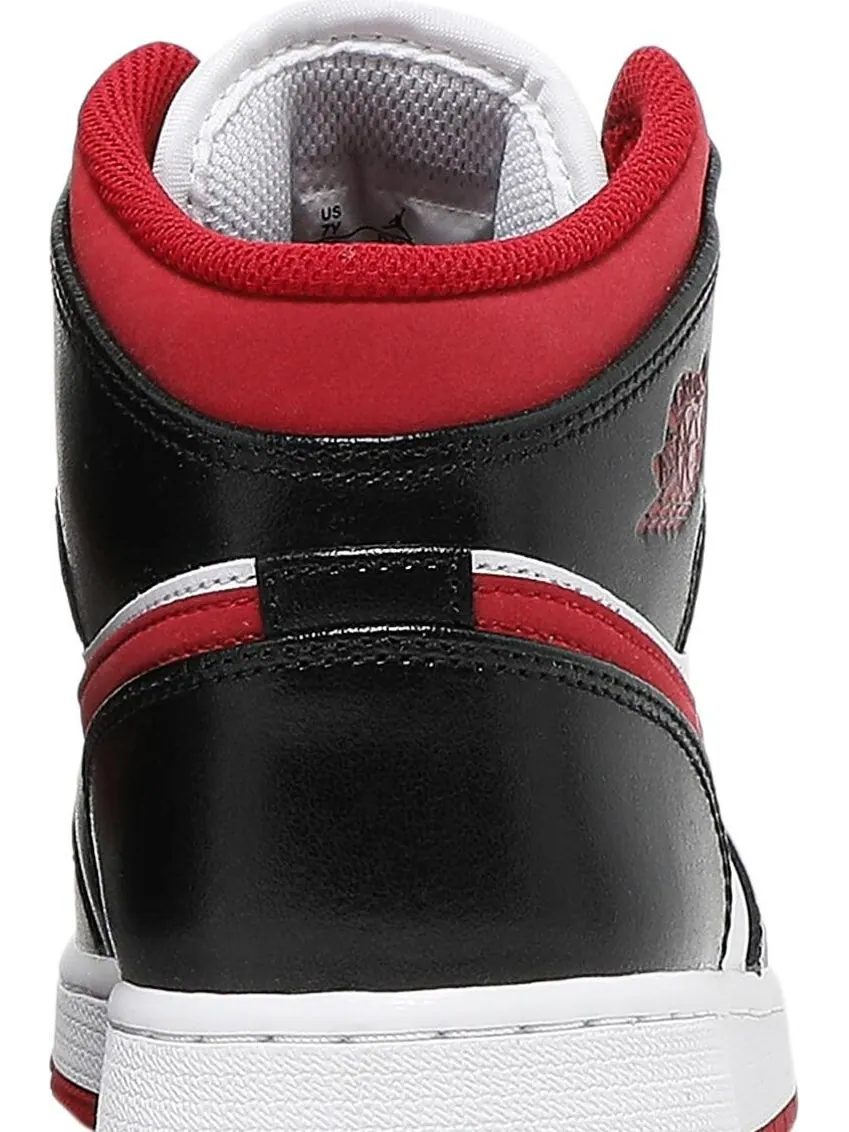 Кроссовки Air Jordan 1 Mid GS Black Gym Red — изображение 7 из 8, белый