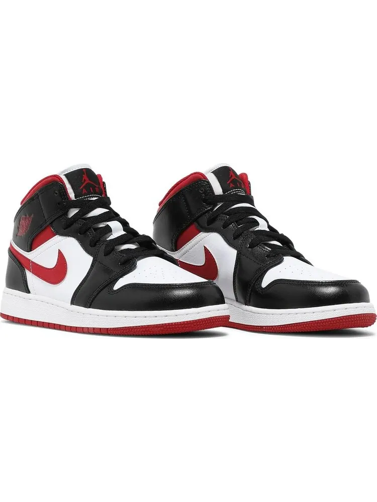Кроссовки Air Jordan 1 Mid GS Black Gym Red — изображение 8 из 8, белый