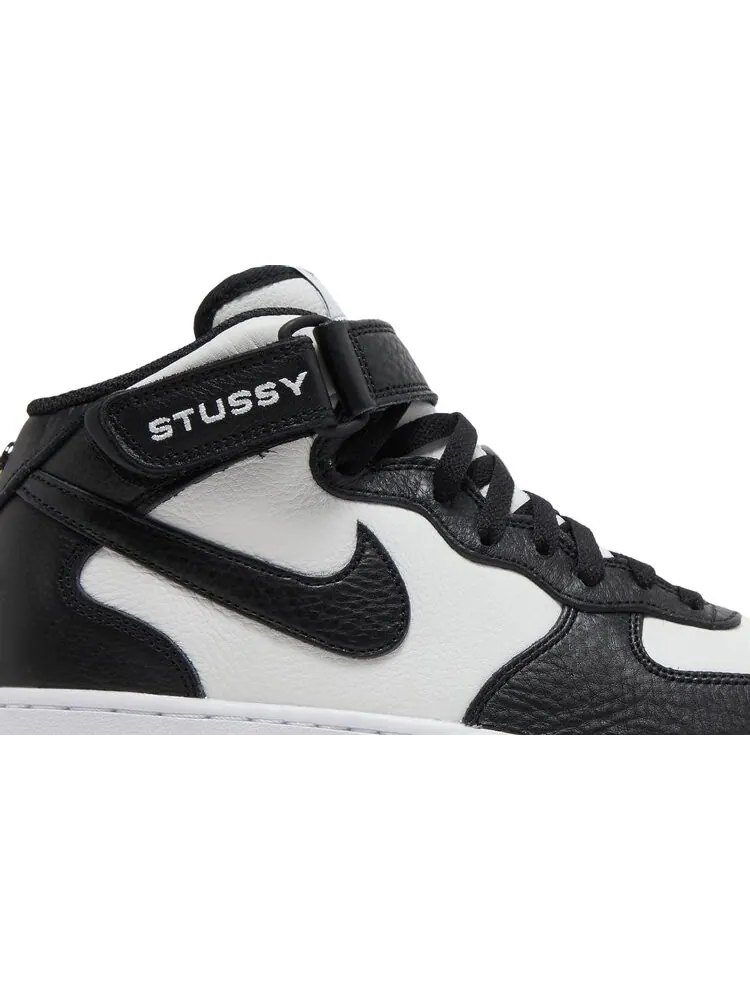 Кроссовки Nike Stussy x Air Force 1 Mid 'Black White' — изображение 2 из 8, черный