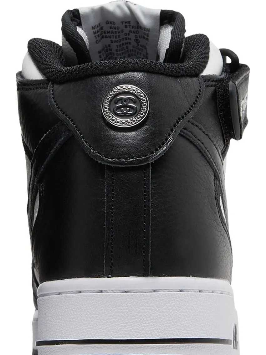 Кроссовки Nike Stussy x Air Force 1 Mid 'Black White' — изображение 7 из 8, черный