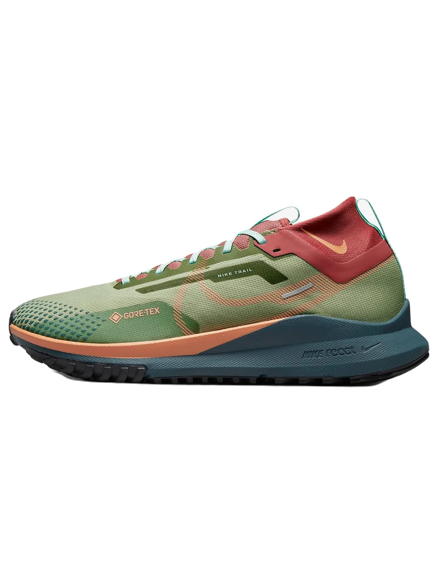 Кроссовки Nike React Pegasus Trail 4 Gore-tex — изображение 1 из 7, зеленый/оранжевый