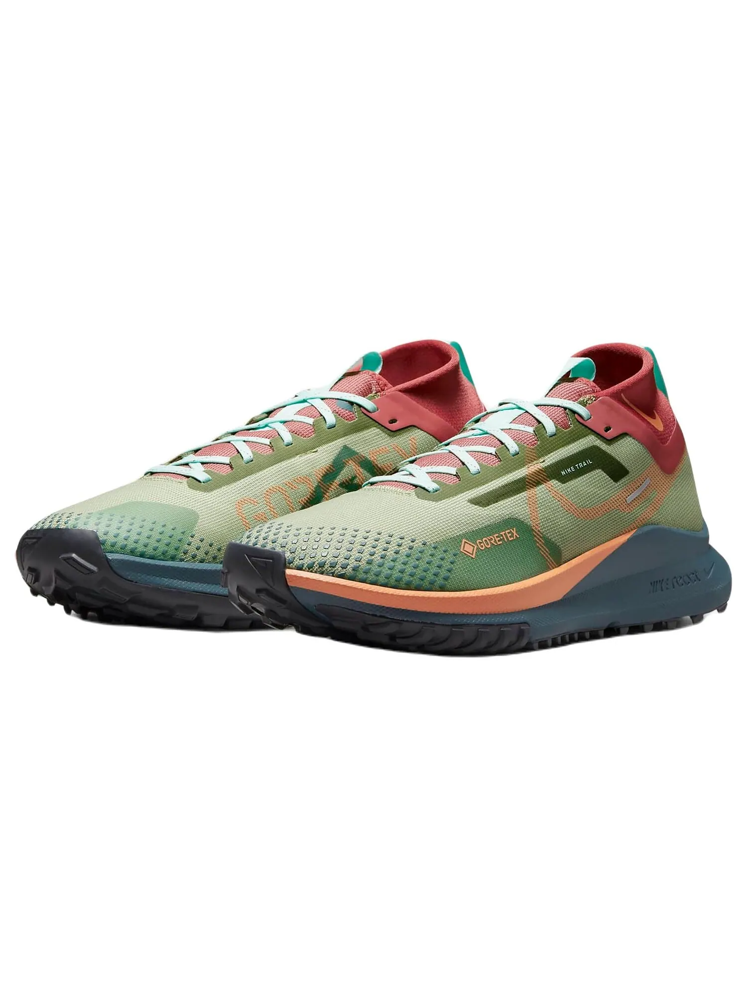 Кроссовки Nike React Pegasus Trail 4 Gore-tex — изображение 2 из 7, зеленый/оранжевый