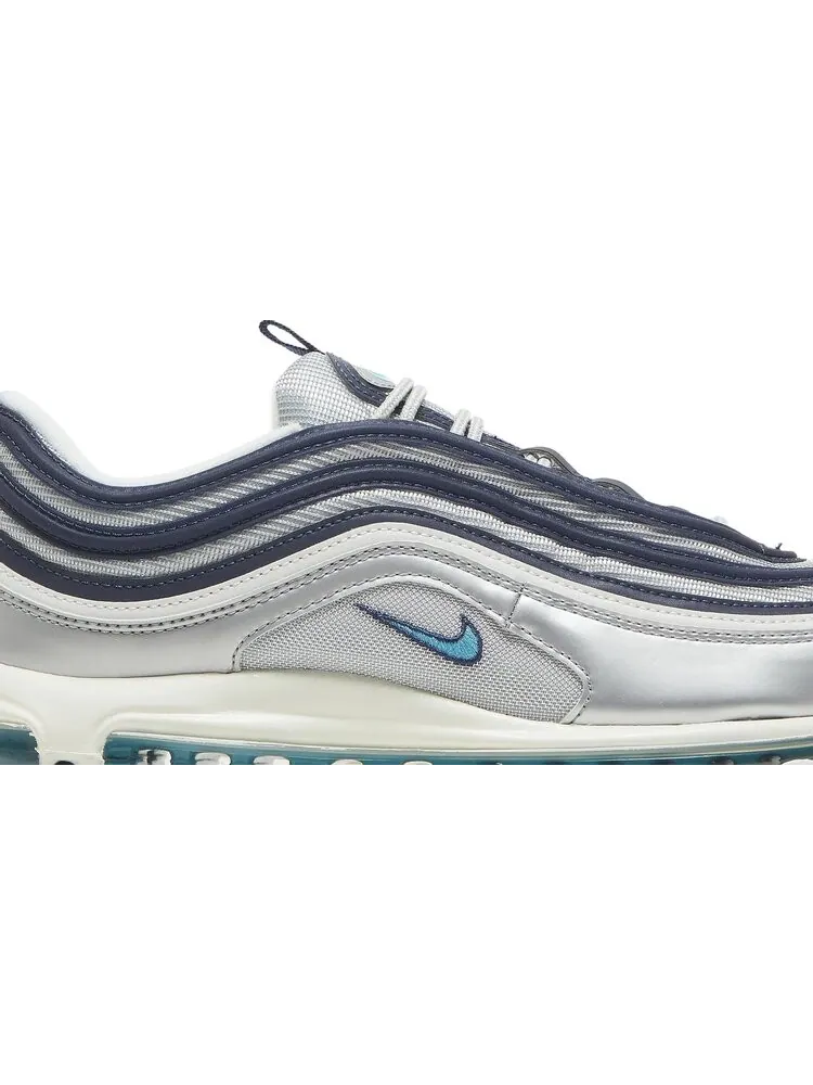 Кроссовки Nike Air Max 97 OG 'Metallic Silver Chlorine Blue' — изображение 2 из 9, серебряный
